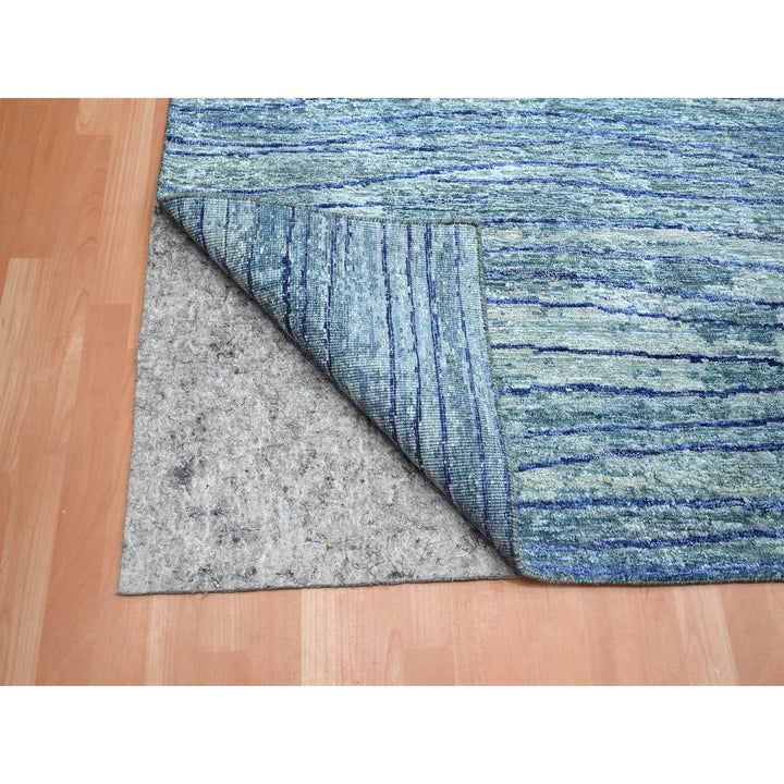 9'11" x 14'2" New Hand Knotted Blue Silk Rectangle Oriental Rug - MOA10275703
