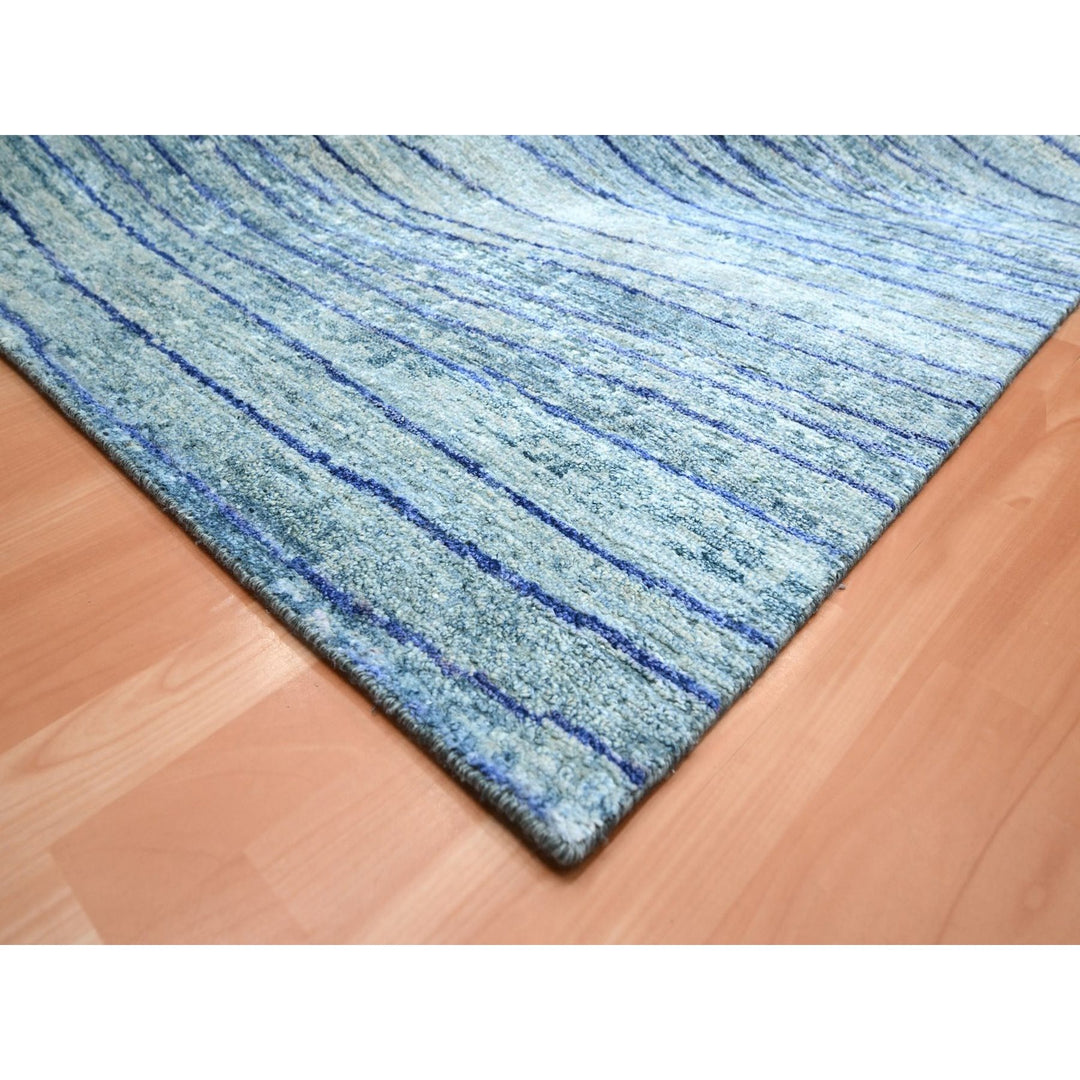 9'11" x 14'2" New Hand Knotted Blue Silk Rectangle Oriental Rug - MOA10275703
