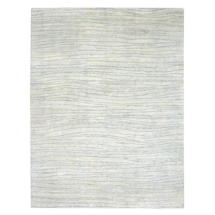 9'0" x 11'11" New Hand Knotted Ivory Silk Rectangle Oriental Rug - MOA10275705