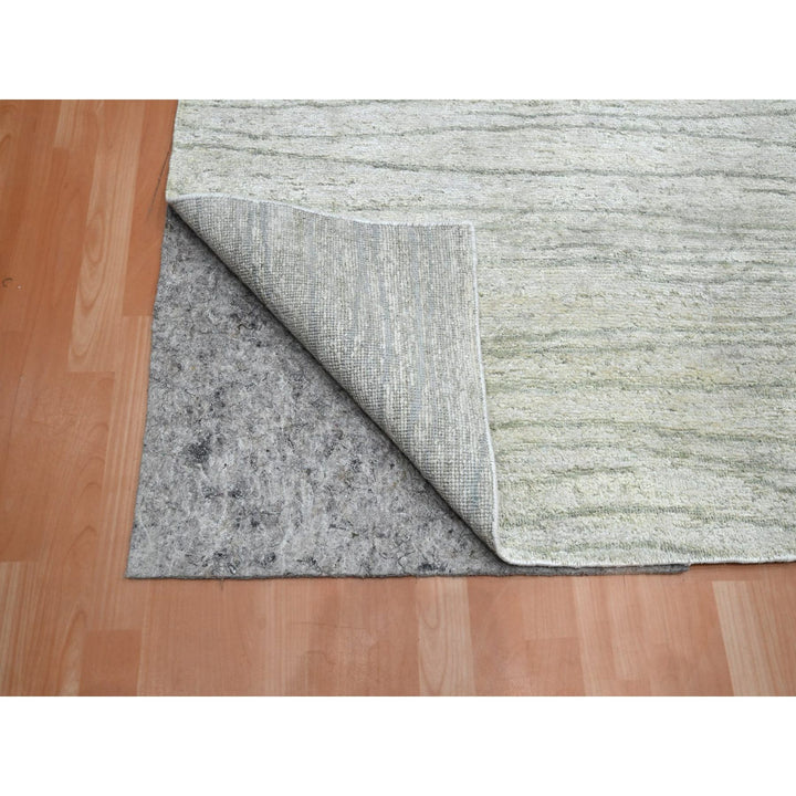 9'0" x 11'11" New Hand Knotted Ivory Silk Rectangle Oriental Rug - MOA10275705