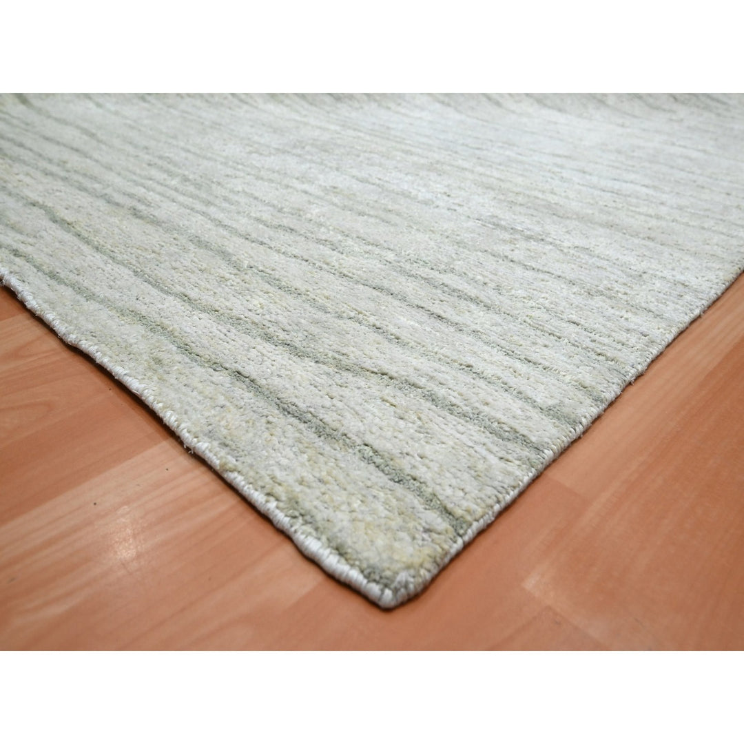 9'0" x 11'11" New Hand Knotted Ivory Silk Rectangle Oriental Rug - MOA10275705