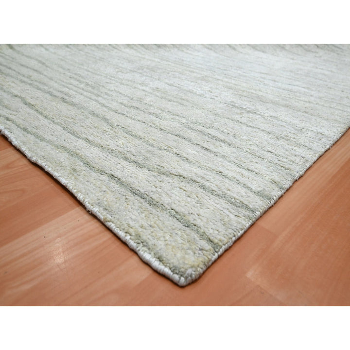 9'0" x 11'11" New Hand Knotted Ivory Silk Rectangle Oriental Rug - MOA10275705