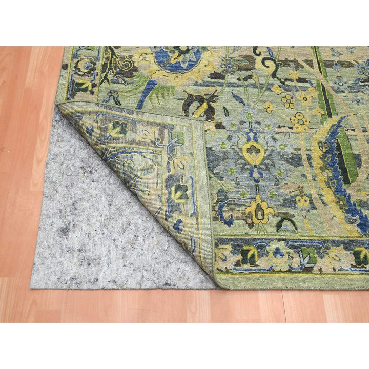 9'0" x 12'1" New Hand Knotted Green Wool Rectangle Oriental Rug - MOA10275714