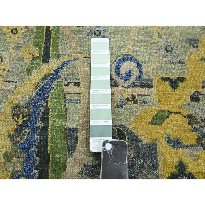 9'0" x 12'1" New Hand Knotted Green Wool Rectangle Oriental Rug - MOA10275714