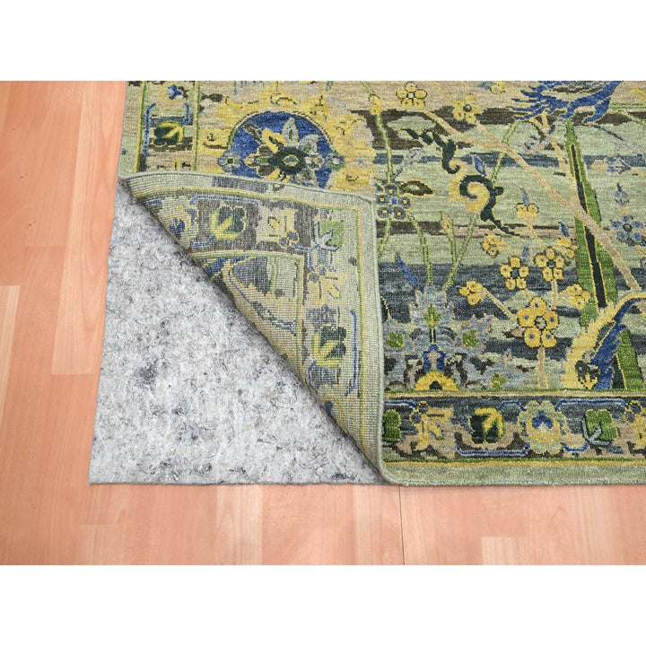 8'1" x 10'2" New Hand Knotted Green Wool Rectangle Oriental Rug - MOA10275715