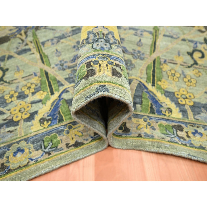 8'1" x 10'2" New Hand Knotted Green Wool Rectangle Oriental Rug - MOA10275715