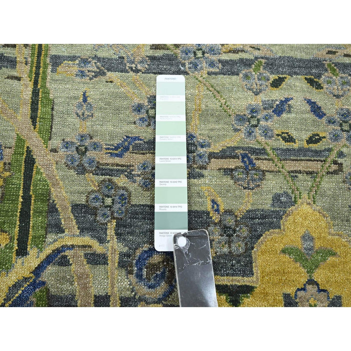 8'1" x 10'2" New Hand Knotted Green Wool Rectangle Oriental Rug - MOA10275715