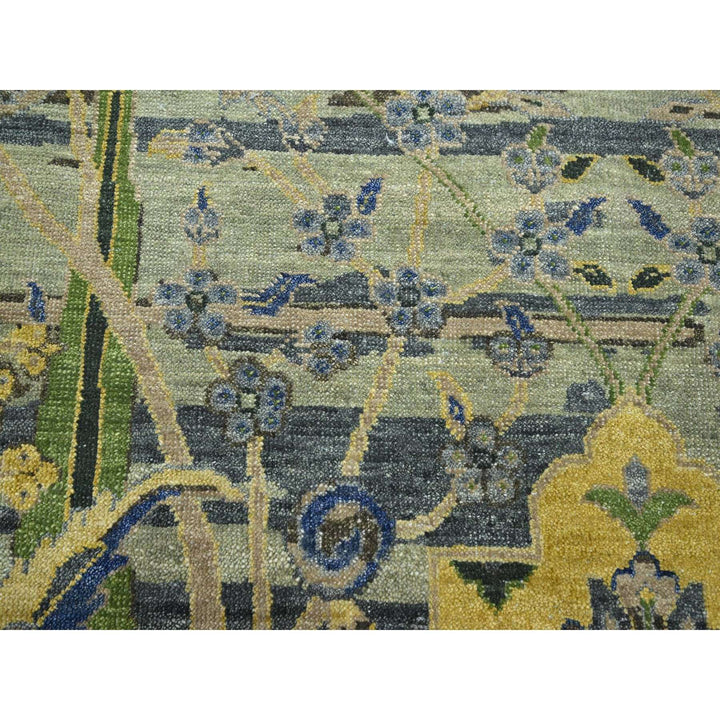 8'1" x 10'2" New Hand Knotted Green Wool Rectangle Oriental Rug - MOA10275715