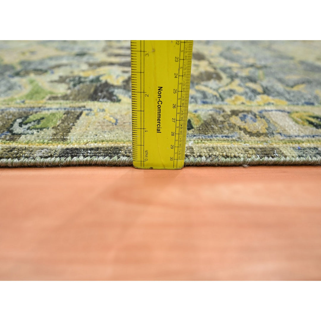 2'7" x 12'3" New Hand Knotted Green Wool Runner Oriental Rug - MOA10275717