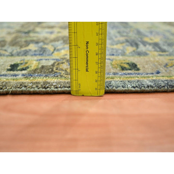 2'7" x 10'6" New Hand Knotted Green Wool Runner Oriental Rug - MOA10275718