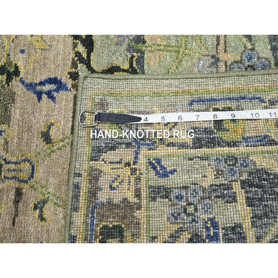 2'7" x 8'4" New Hand Knotted Green Wool Runner Oriental Rug - MOA10275719
