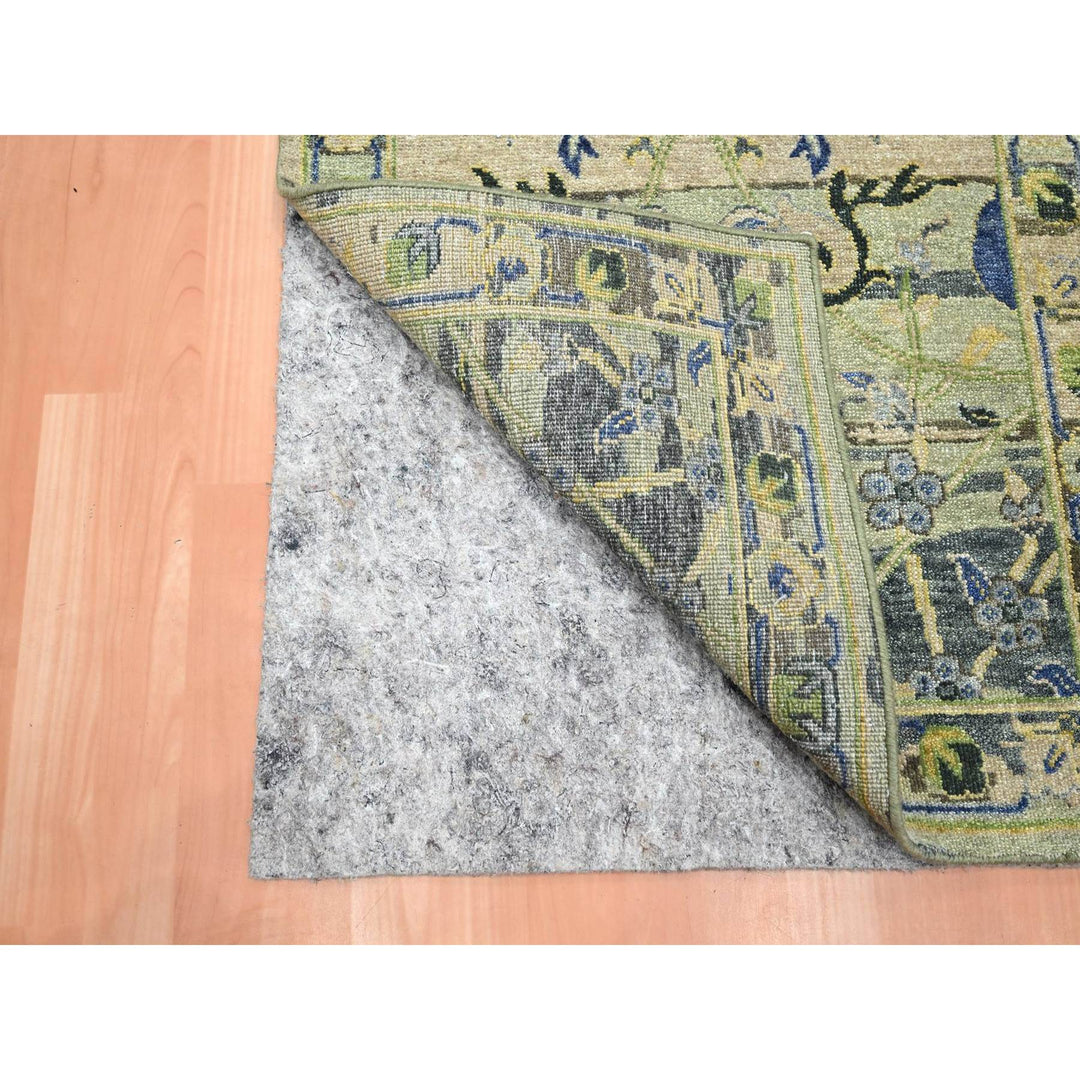 2'8" x 8'3" New Hand Knotted Green Wool Runner Oriental Rug - MOA10275720