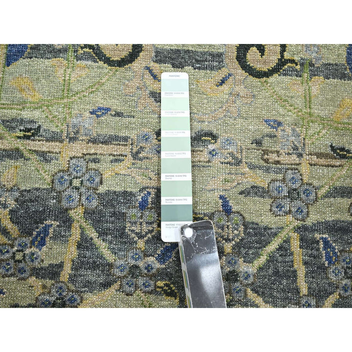 2'8" x 8'3" New Hand Knotted Green Wool Runner Oriental Rug - MOA10275720