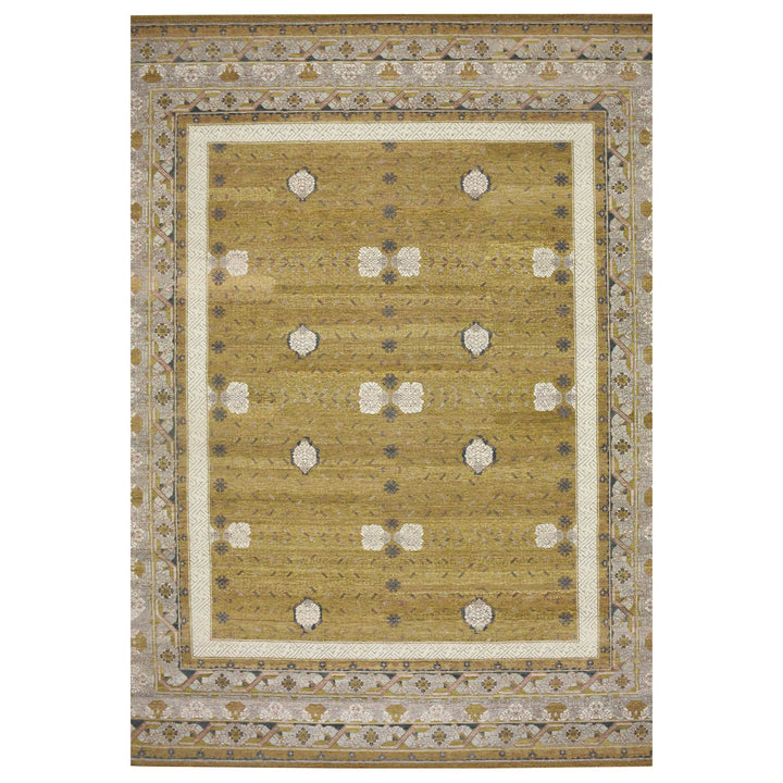 12'1" x 15'2" New Hand Knotted Yellow Wool Rectangle Oriental Rug - MOA10275721