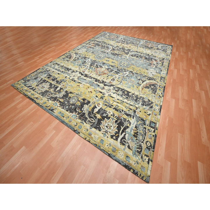 9'0" x 12'2" New Hand Knotted Brown Wool Rectangle Oriental Rug - MOA10275724