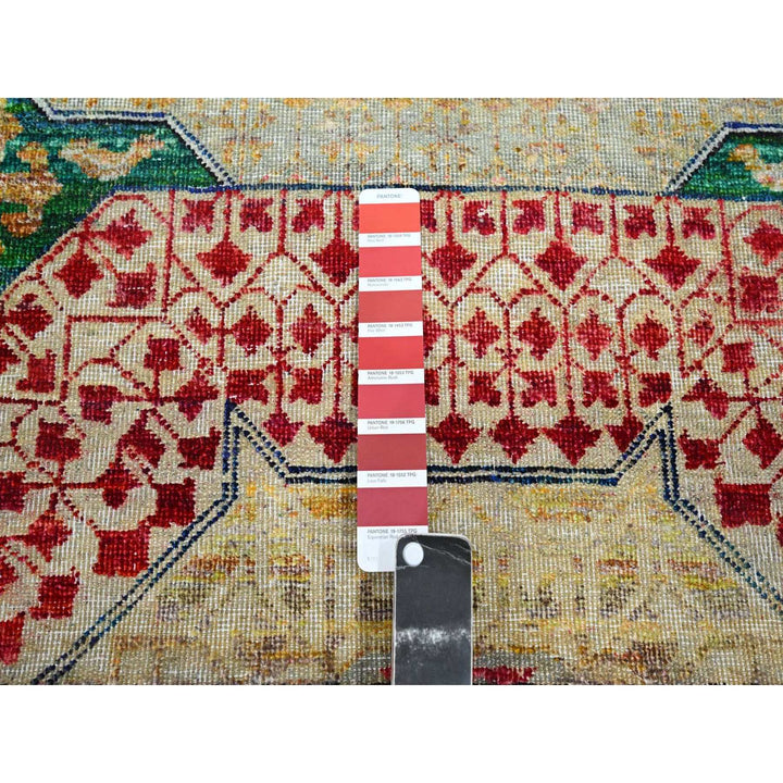 3'0" x 5'1" New Hand Knotted Yellow Wool & Silk Rectangle Oriental Rug - MOA10275728