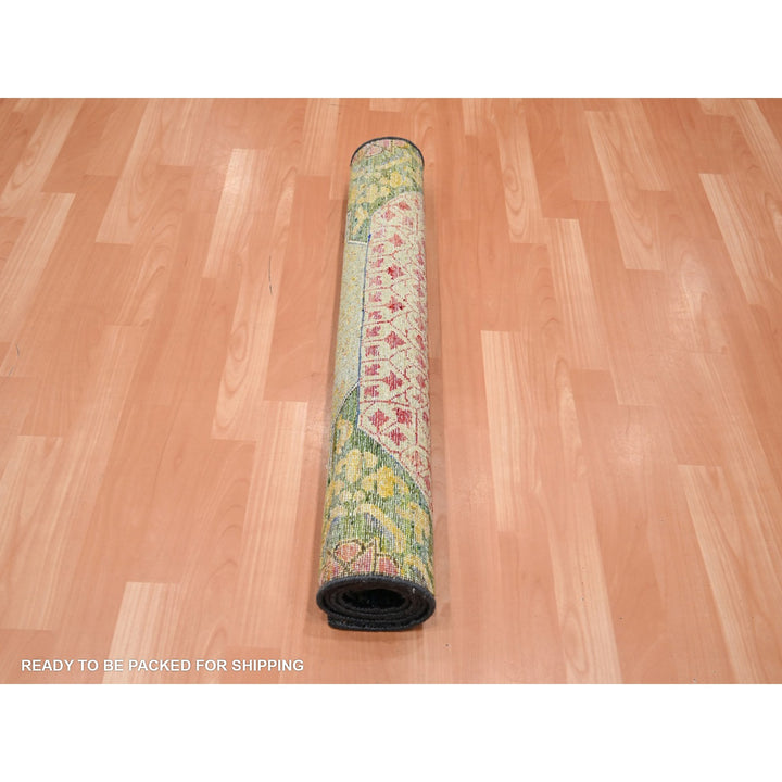 3'0" x 5'1" New Hand Knotted Yellow Wool & Silk Rectangle Oriental Rug - MOA10275728