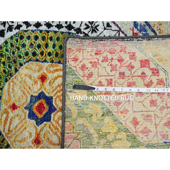 3'0" x 5'1" New Hand Knotted Yellow Wool & Silk Rectangle Oriental Rug - MOA10275728