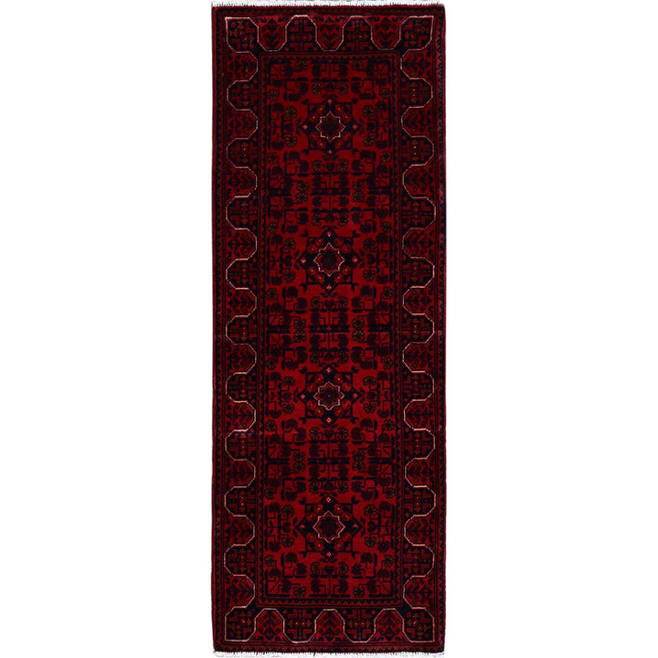1'8" x 4'9" New Hand Knotted Red Wool Runner Oriental Rug - MOA102757