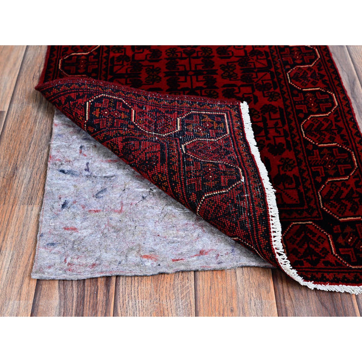 1'8" x 4'9" New Hand Knotted Red Wool Runner Oriental Rug - MOA102757