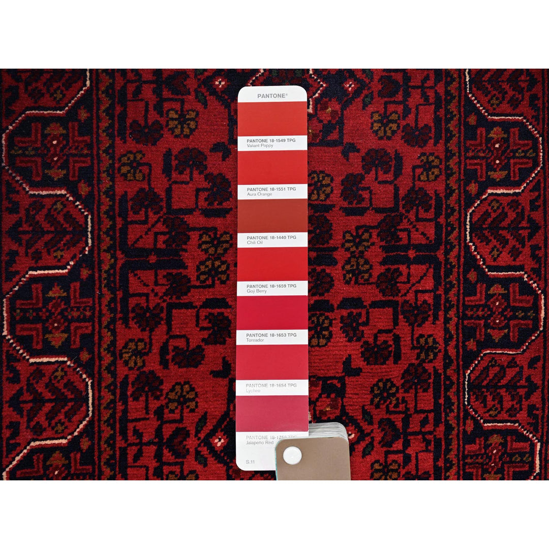 1'8" x 4'9" New Hand Knotted Red Wool Runner Oriental Rug - MOA102757