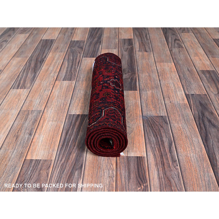 1'8" x 4'9" New Hand Knotted Red Wool Runner Oriental Rug - MOA102757