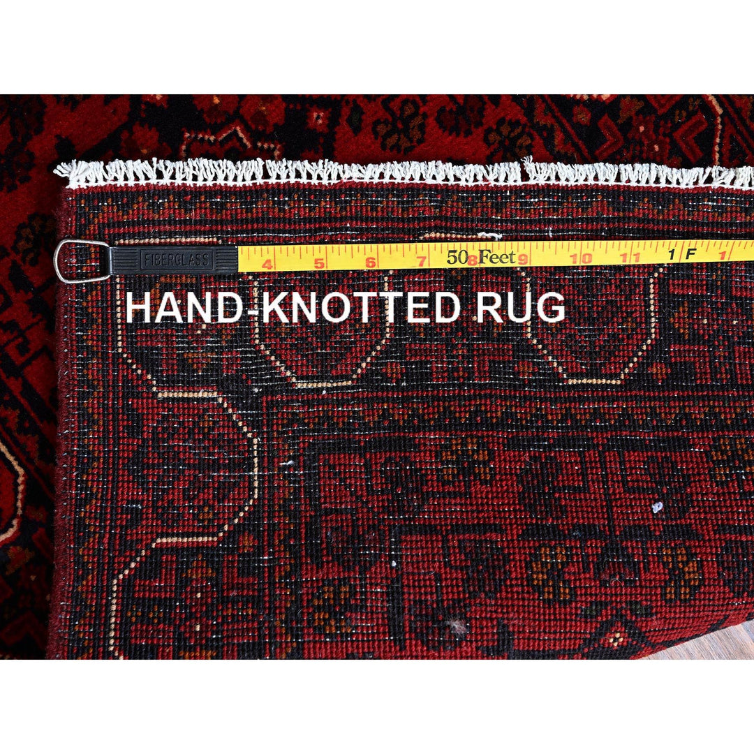 1'8" x 4'9" New Hand Knotted Red Wool Runner Oriental Rug - MOA102757