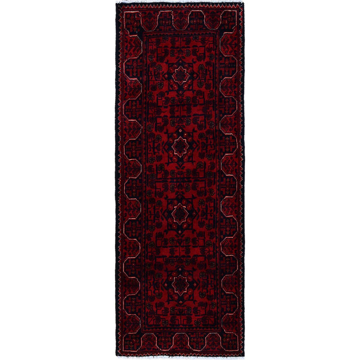 1'8" x 4'9" New Hand Knotted Red Wool Runner Oriental Rug - MOA102758