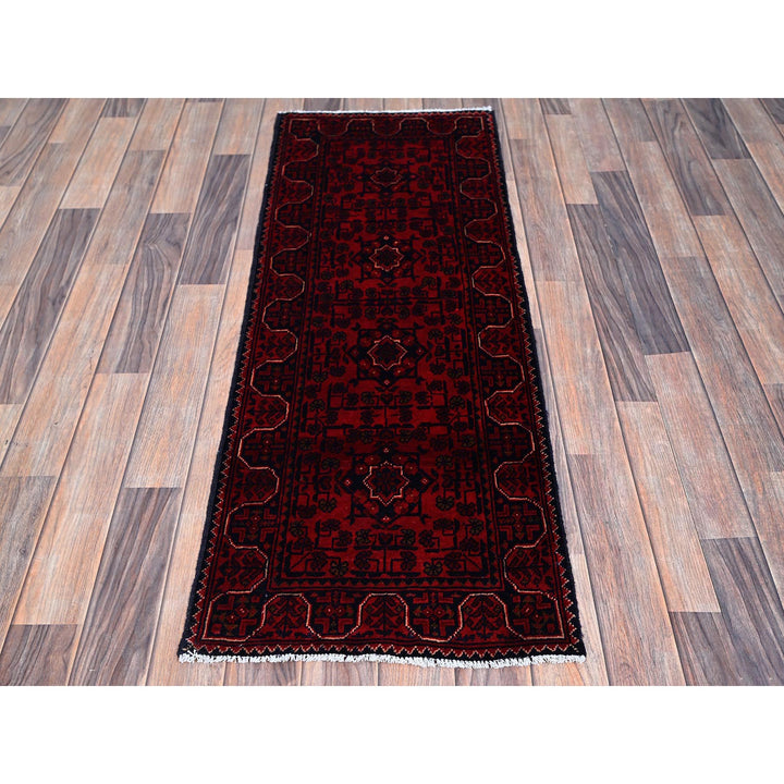1'8" x 4'9" New Hand Knotted Red Wool Runner Oriental Rug - MOA102758