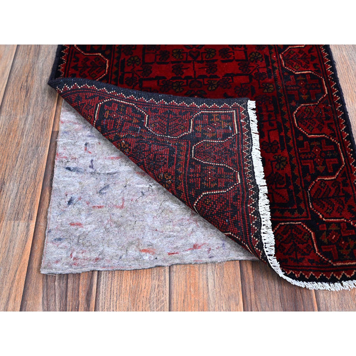 1'8" x 4'9" New Hand Knotted Red Wool Runner Oriental Rug - MOA102758