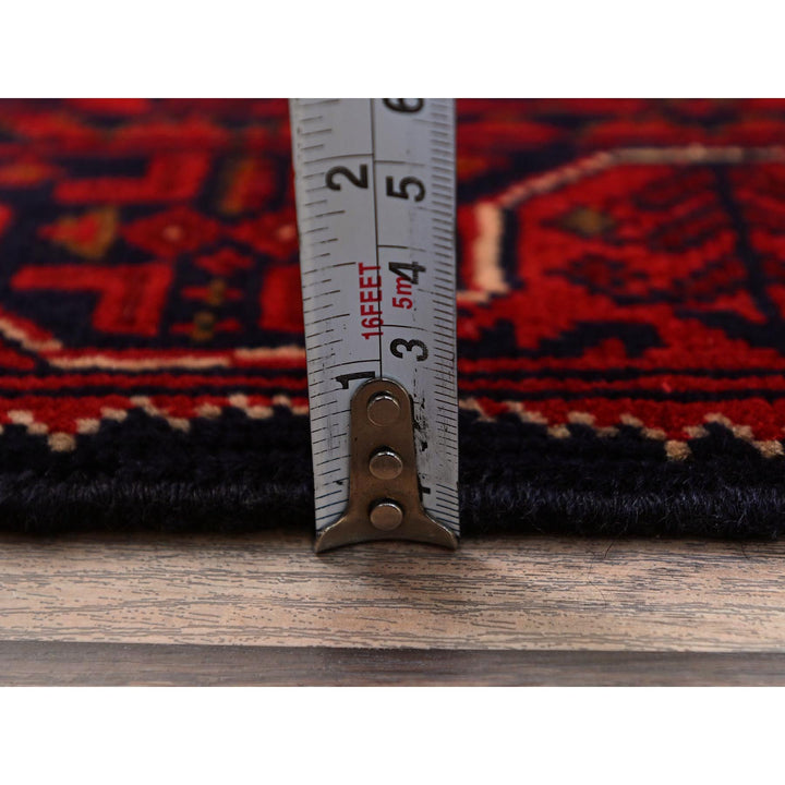 1'8" x 4'9" New Hand Knotted Red Wool Runner Oriental Rug - MOA102758