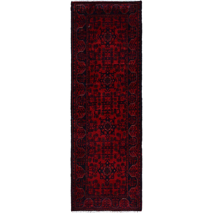 1'8" x 5'0" New Hand Knotted Red Wool Runner Oriental Rug - MOA102759