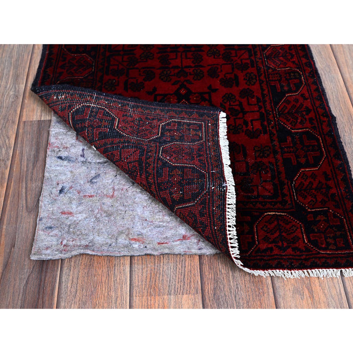 1'8" x 5'0" New Hand Knotted Red Wool Runner Oriental Rug - MOA102759