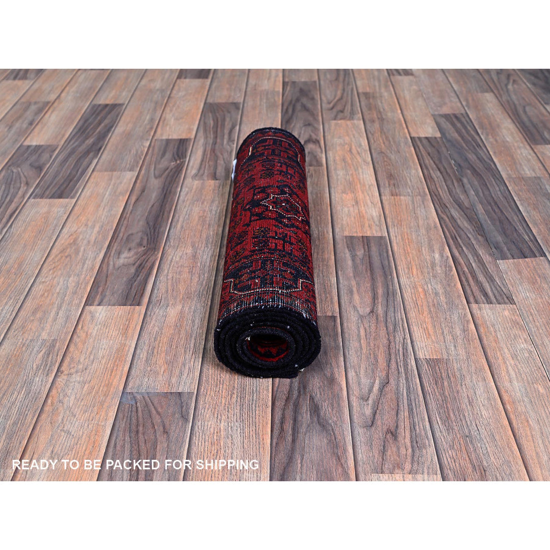 1'8" x 5'0" New Hand Knotted Red Wool Runner Oriental Rug - MOA102759