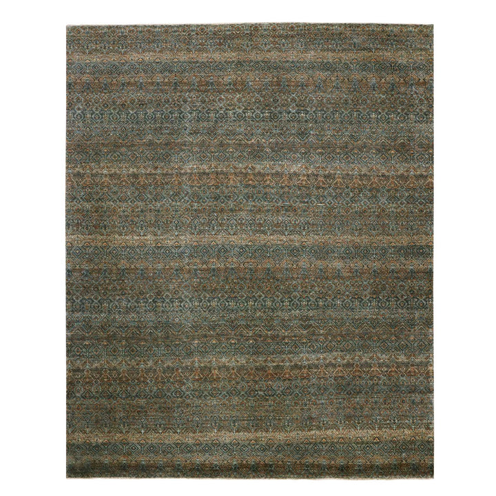 8'1" x 10'1" New Hand Knotted Brown Wool Rectangle Oriental Rug - MOA10276005