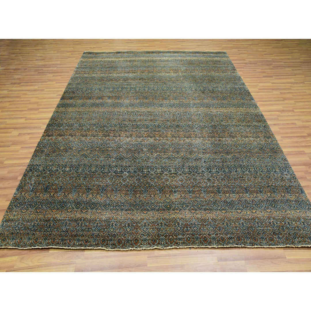 8'1" x 10'1" New Hand Knotted Brown Wool Rectangle Oriental Rug - MOA10276005