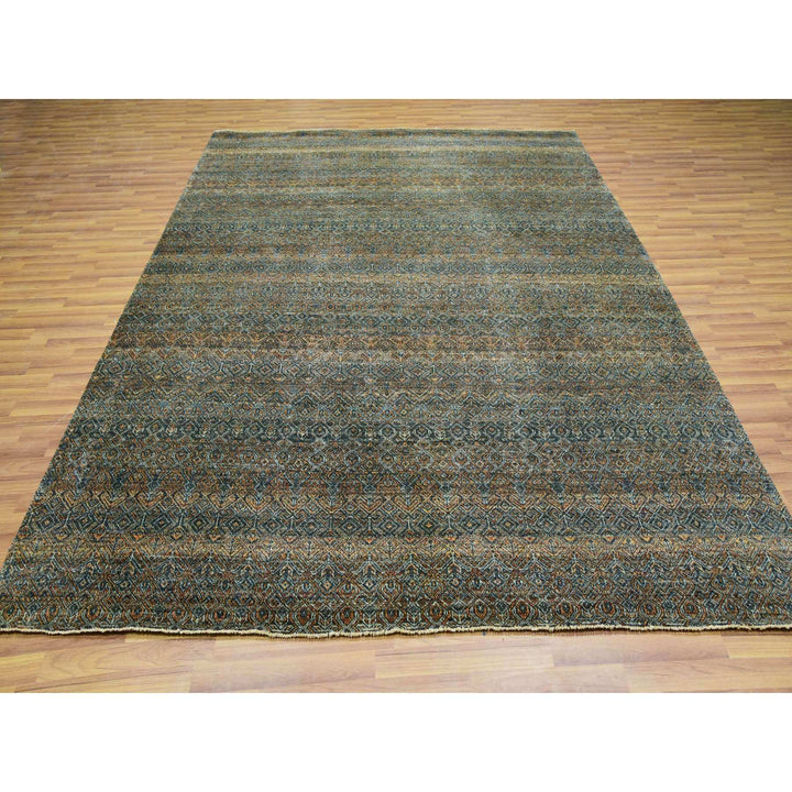 8'1" x 10'1" New Hand Knotted Brown Wool Rectangle Oriental Rug - MOA10276005