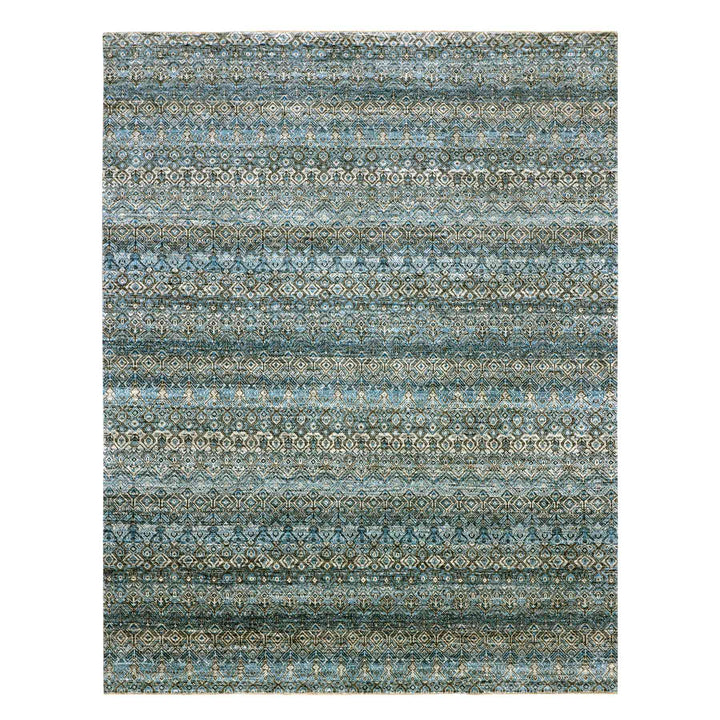 7'9" x 10'1" New Hand Knotted Blue Wool Rectangle Oriental Rug - MOA10276006