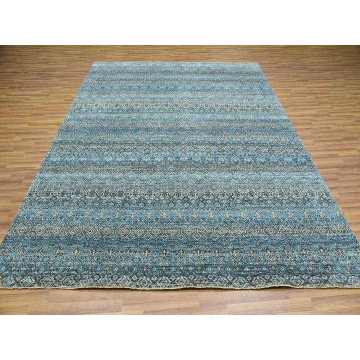 7'9" x 10'1" New Hand Knotted Blue Wool Rectangle Oriental Rug - MOA10276006