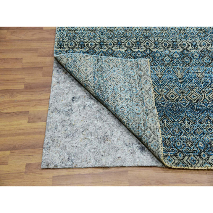 7'9" x 10'1" New Hand Knotted Blue Wool Rectangle Oriental Rug - MOA10276006