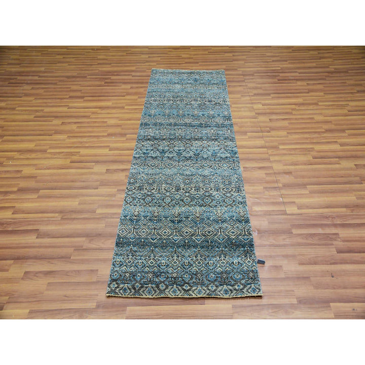 2'6" x 8'0" New Hand Knotted Blue Wool Runner Oriental Rug - MOA10276009