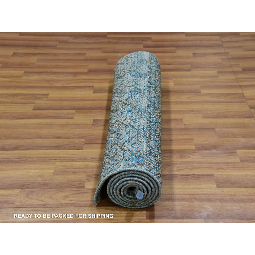 2'6" x 8'0" New Hand Knotted Blue Wool Runner Oriental Rug - MOA10276009