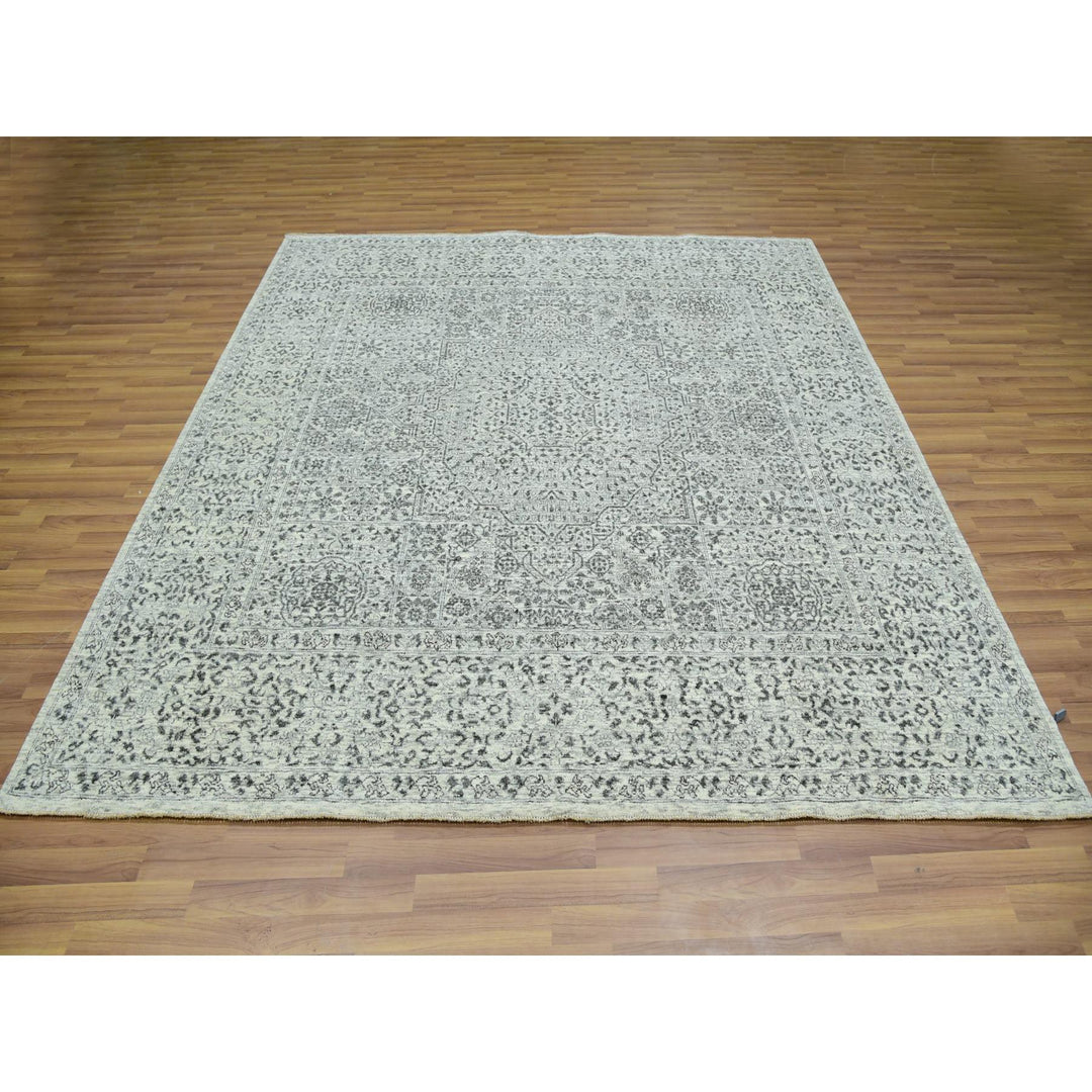 8'2" x 8'2" New Hand Knotted Ivory Cotton Square Oriental Rug - MOA10276011