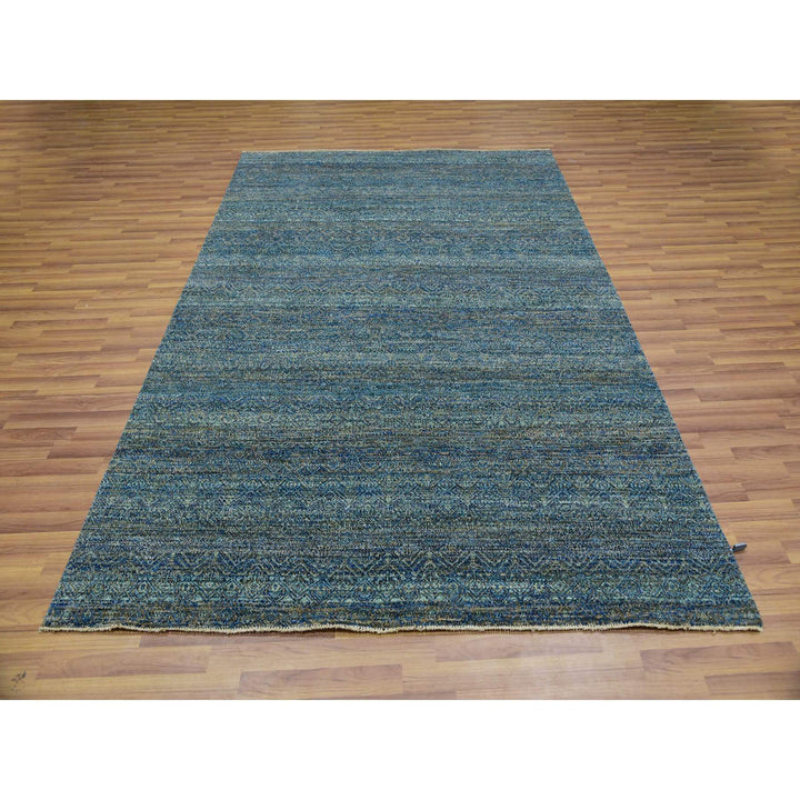 6'0" x 9'0" New Hand Knotted Green Cotton Rectangle Oriental Rug - MOA10276013