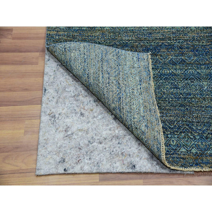 6'0" x 9'0" New Hand Knotted Green Cotton Rectangle Oriental Rug - MOA10276013