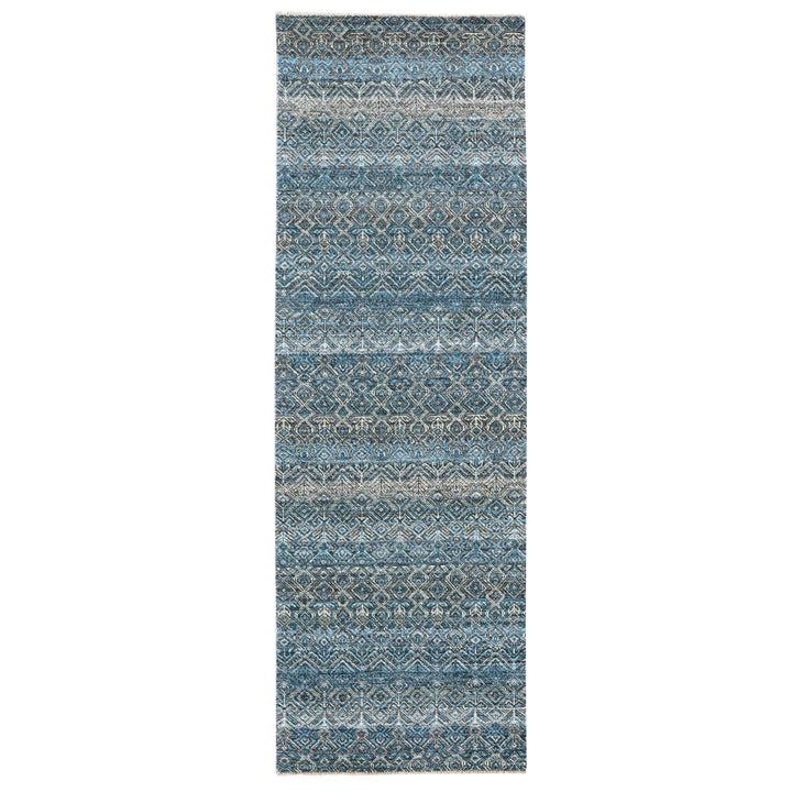 2'8" x 8'1" New Hand Knotted Blue Cotton Runner Oriental Rug - MOA10276014