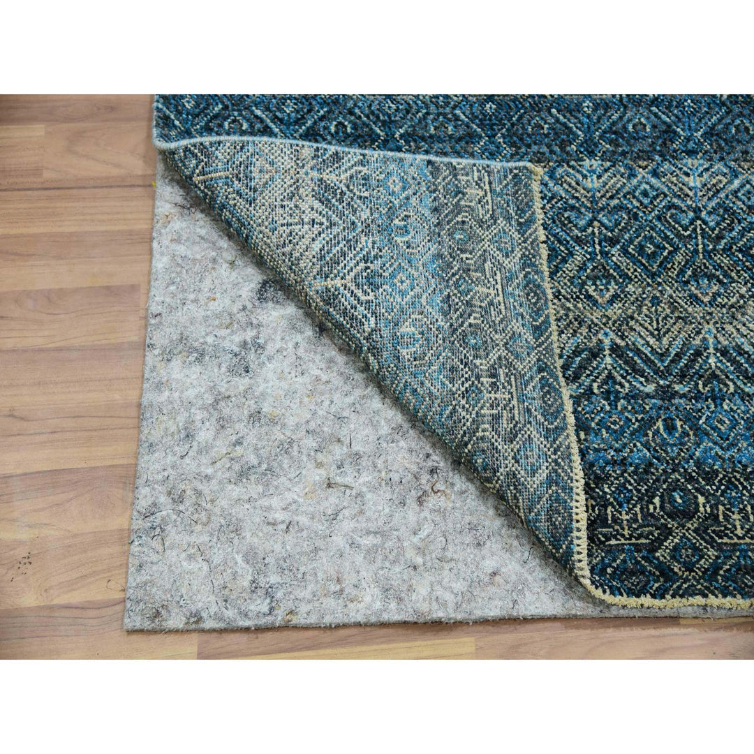 2'8" x 8'1" New Hand Knotted Blue Cotton Runner Oriental Rug - MOA10276014