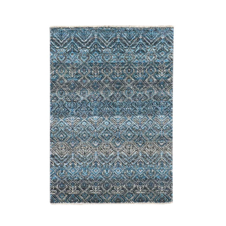 2'1" x 3'1" New Hand Knotted Blue Wool Rectangle Oriental Rug - MOA10276016