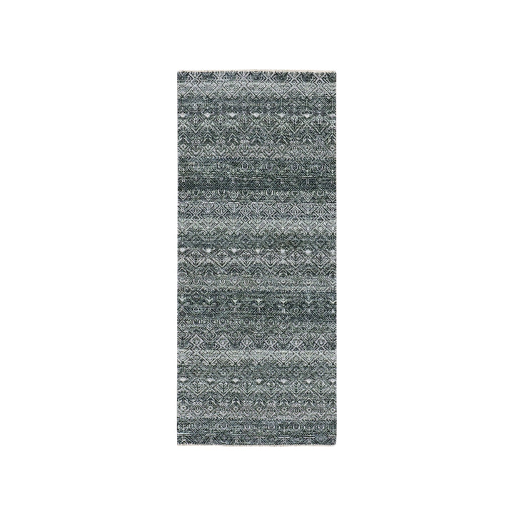 2'6" x 6'0" New Hand Knotted Grey Wool Runner Oriental Rug - MOA10276018