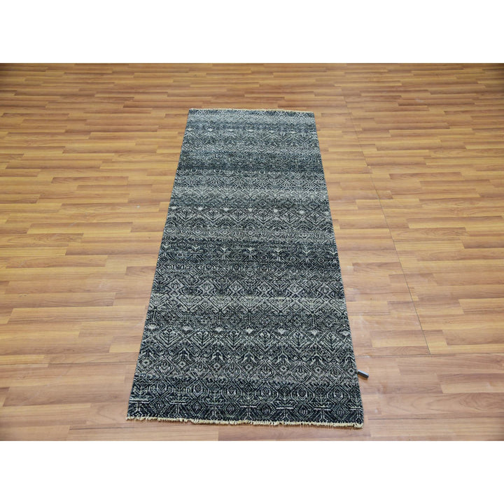 2'6" x 6'0" New Hand Knotted Grey Wool Runner Oriental Rug - MOA10276018